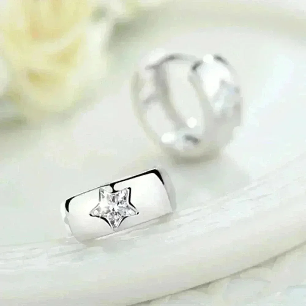New 925 Silver White Sapphire Star Huggies